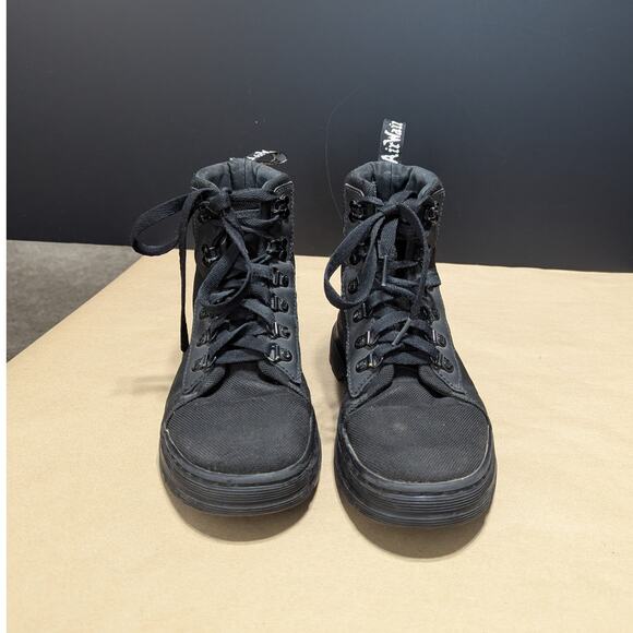 Dr Martens Combs Canvas Combat Boots Black Womens 7 Lace Up Grunge Streetwear - Picture 3 of 7